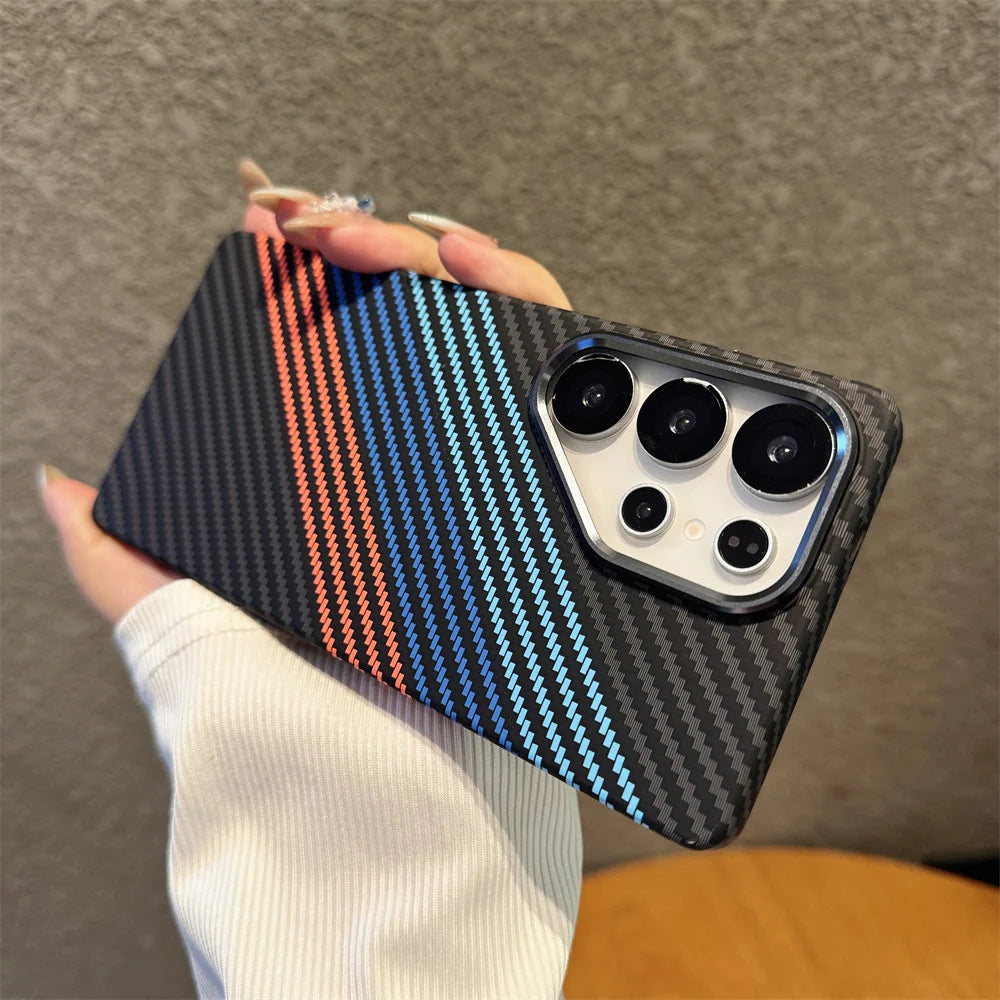 Luxury Colorful Kevlar Carbon Fiber Magnetic Phone Case For Samsung S24 S25 Ultra S23 Plus For Magsafe Wireless Charging Cover