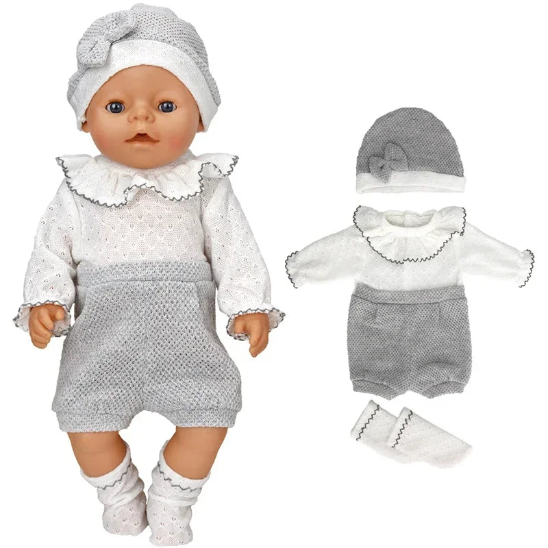 Reborn Baby Doll Clothes 40 cm Hat Set For Baby Dolls Rompers Toys Outwear Children Girl Gifts