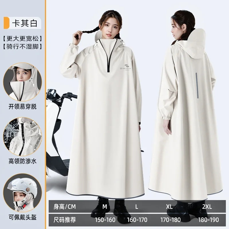 One-piece Long Motorcycle Raincoat Oxford Cloth Cycling Waterproof Poncho Unisex Electric Bicycle Outdoor Rain Wear