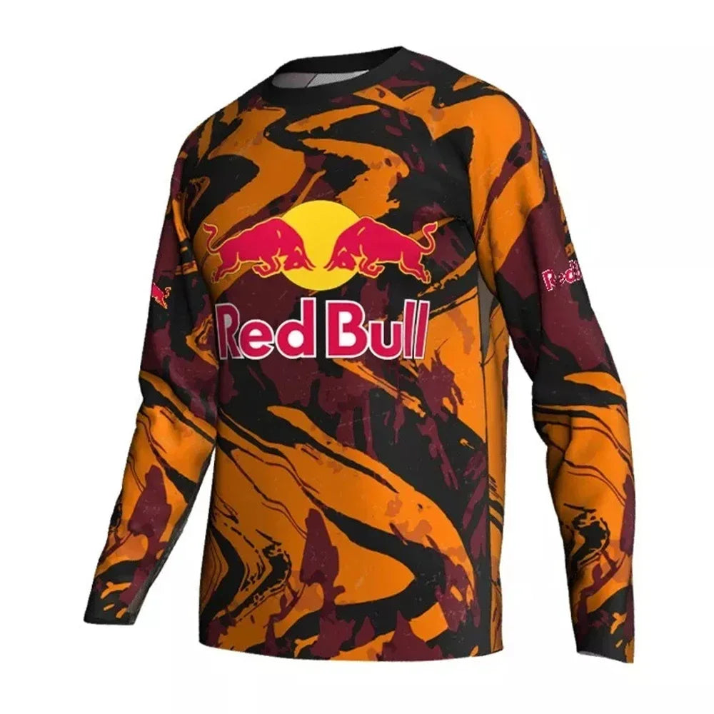 2025 SpringAutumn Red Bull Summer Fitness Quick Dry Breathable Training Shirt Hot Sale Men's Long Sleeve Loose Oversized T-shirt