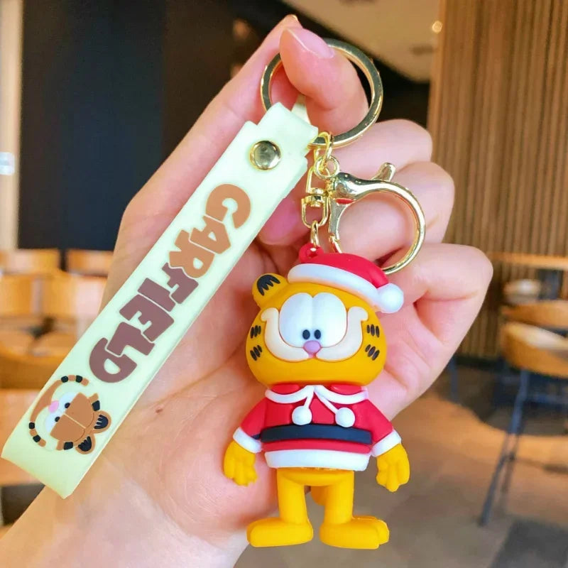 Cartoon Anime Kawaii Garfield Cat Keychain Backpack Pendant Car Key Chain Phone Bag Ornament Jewelry Kids Adult Birthday Gifts