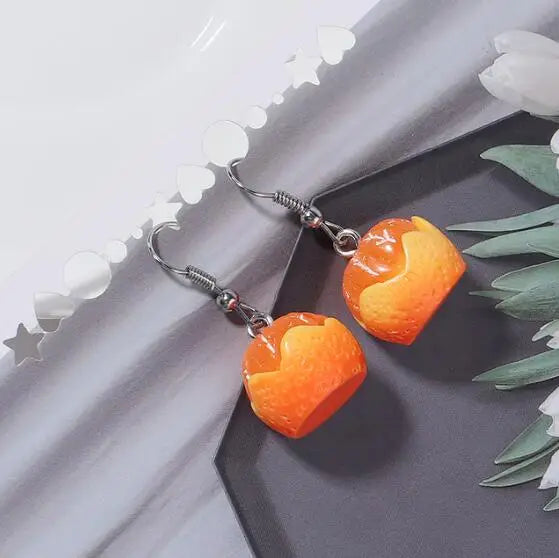 Emulational Tangerine Earring Set For Women Summer Fruit Jewelry Accessories Earrings Keychain Diy Jewelry Making Supplies