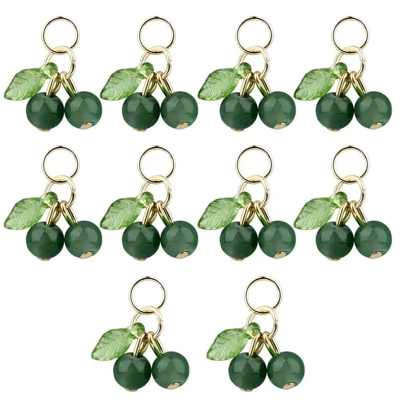 10Pcs/lot Fashion Delicious Red Cherry Keychain Summer Fruit Cherries Pendant Keyring For Women Men Jewelry Bag Accessories Gift