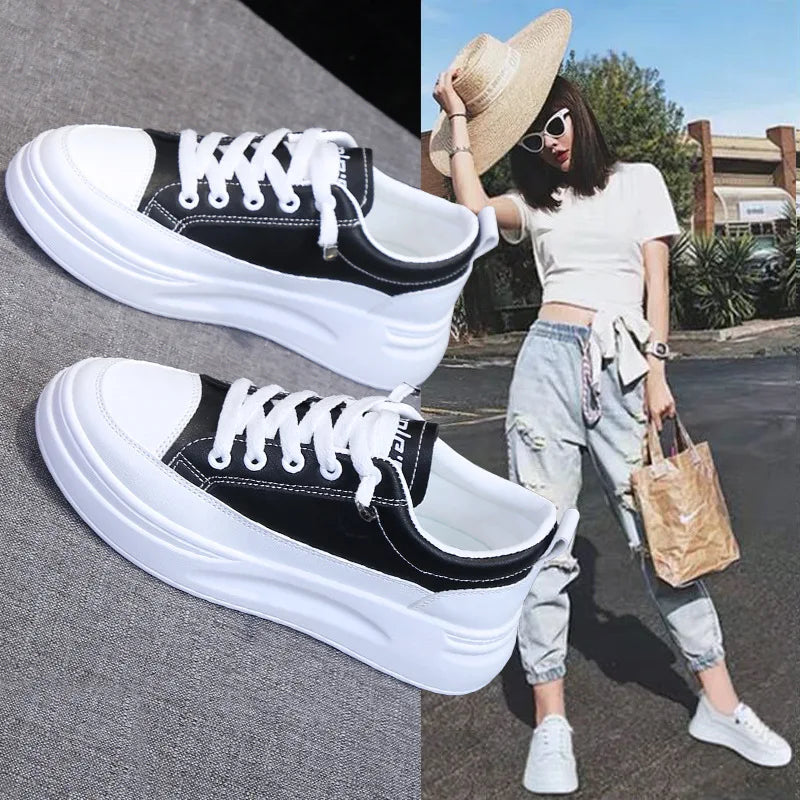 Women's White Sneakers for Summer2025Spring Season Internet Celebrity Sneakers Versatile Hot Style Spring and Autumn New Dad Sho