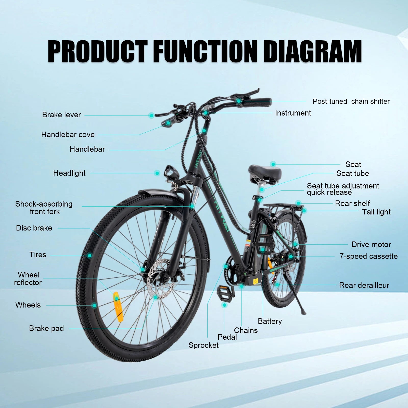 Intelligent Library Europe USA Warehouse Drop Shipping 36V 250W BK8 E-bike With HITWAY Logo On It Smart Adult Electric Bike