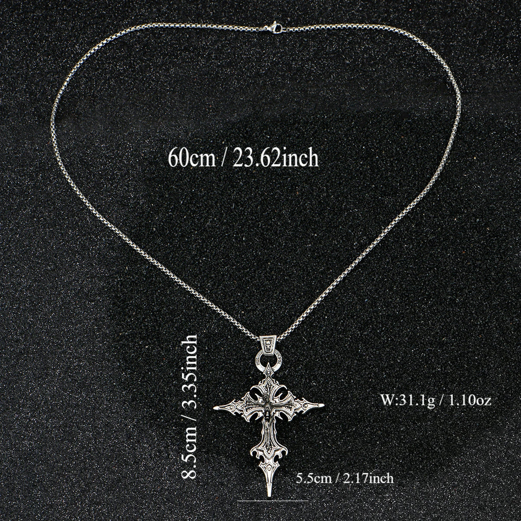 A Fashionable and Personalized Retro Gothic Nail Cross Skull Cross Pendant Necklace Halloween Necklace