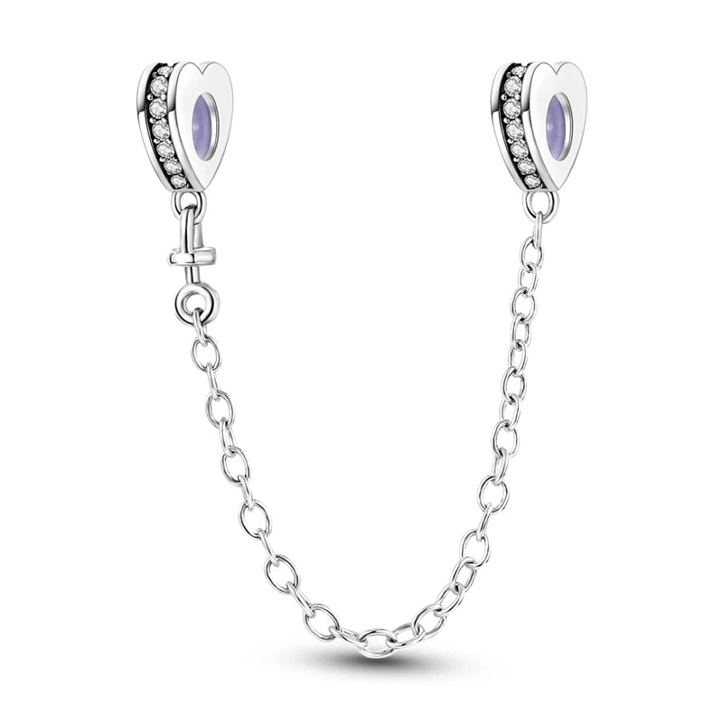 S925 Silver Plated Star Moon Safety Chain Charms Beads Fit Original Bracelet Fine DIY Birthday Jewelry