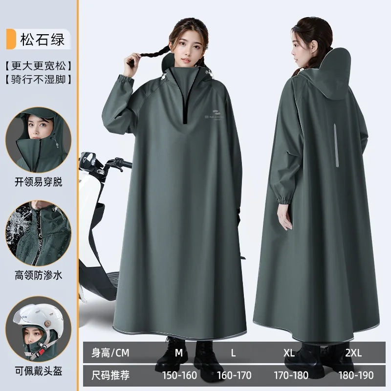 One-piece Long Motorcycle Raincoat Oxford Cloth Cycling Waterproof Poncho Unisex Electric Bicycle Outdoor Rain Wear