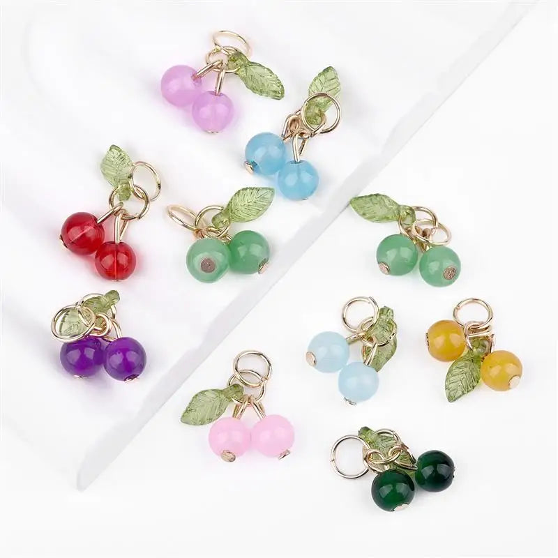 10Pcs/lot Fashion Delicious Red Cherry Keychain Summer Fruit Cherries Pendant Keyring For Women Men Jewelry Bag Accessories Gift