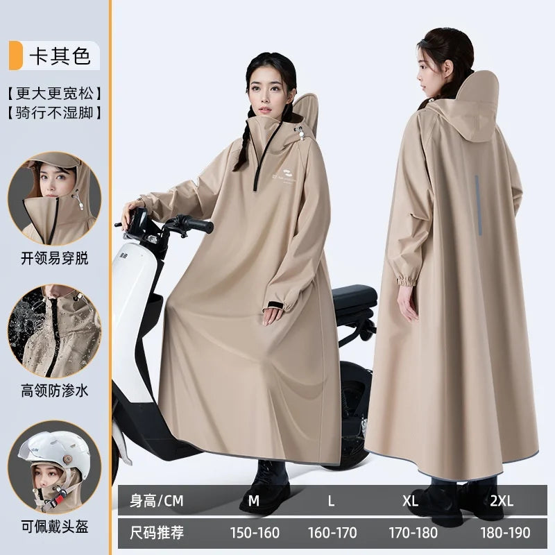 One-piece Long Motorcycle Raincoat Oxford Cloth Cycling Waterproof Poncho Unisex Electric Bicycle Outdoor Rain Wear
