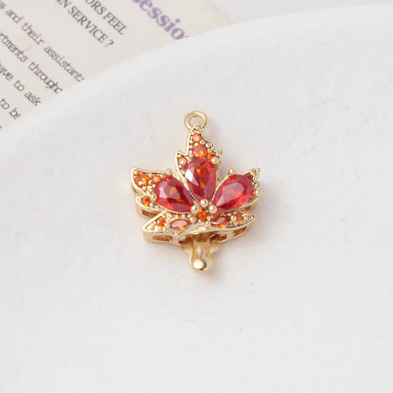 2 Sets 18K Gold Plated Brass Leaf Filigree Necklace Clasps Rhinestone Box  Strand for DIY Bracelet Connectors Jewelry Making