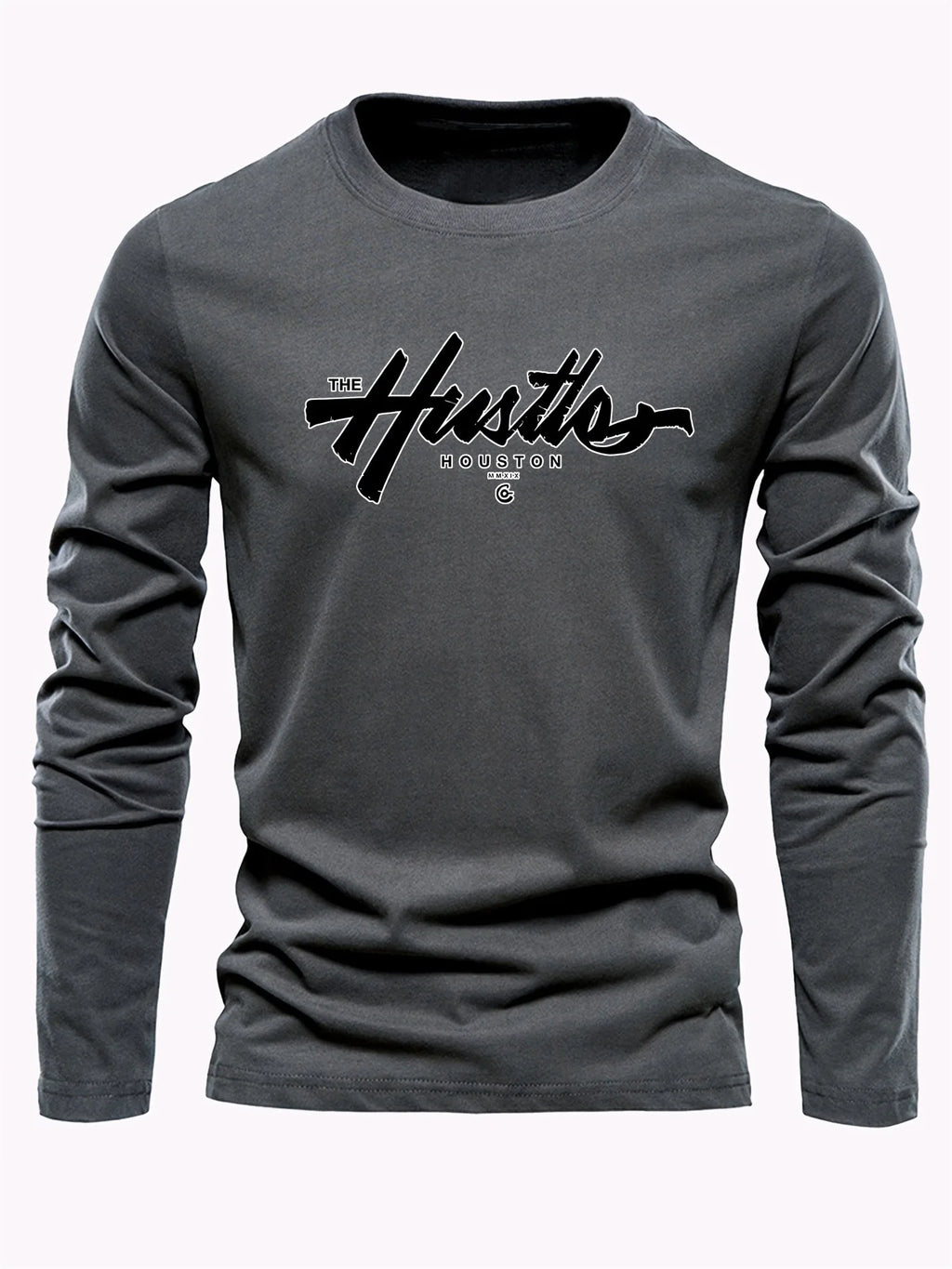 Spring Autumn Casual Long Sleeve T-shirt English Letter Printed Tee Classic Basic Tops Daily Loose O-neck Pullover Male Clothing