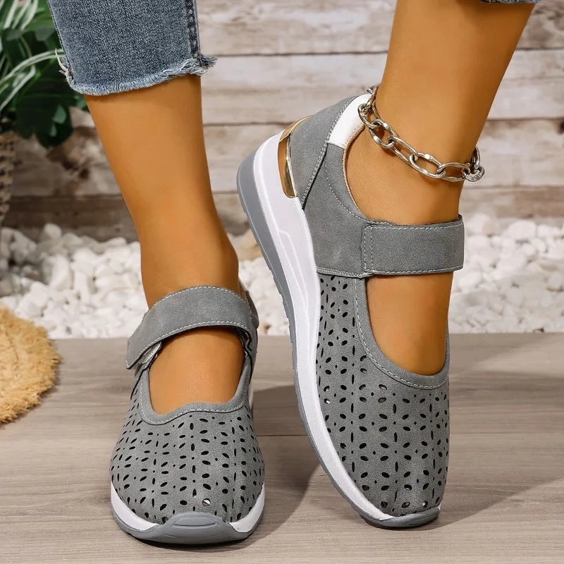 Hollow-out and Breathable Wrapped-head Single Shoes Women's New Summer Round-toe Shallow-mouth Platform Flat-sole Low-top Shoes