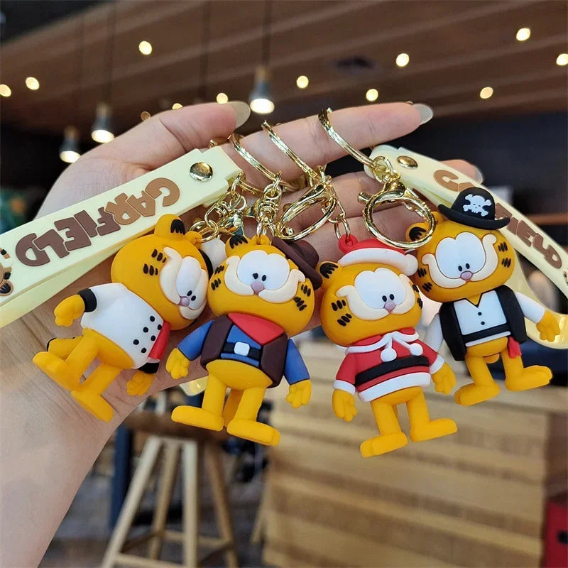 Cartoon Anime Kawaii Garfield Cat Keychain Backpack Pendant Car Key Chain Phone Bag Ornament Jewelry Kids Adult Birthday Gifts