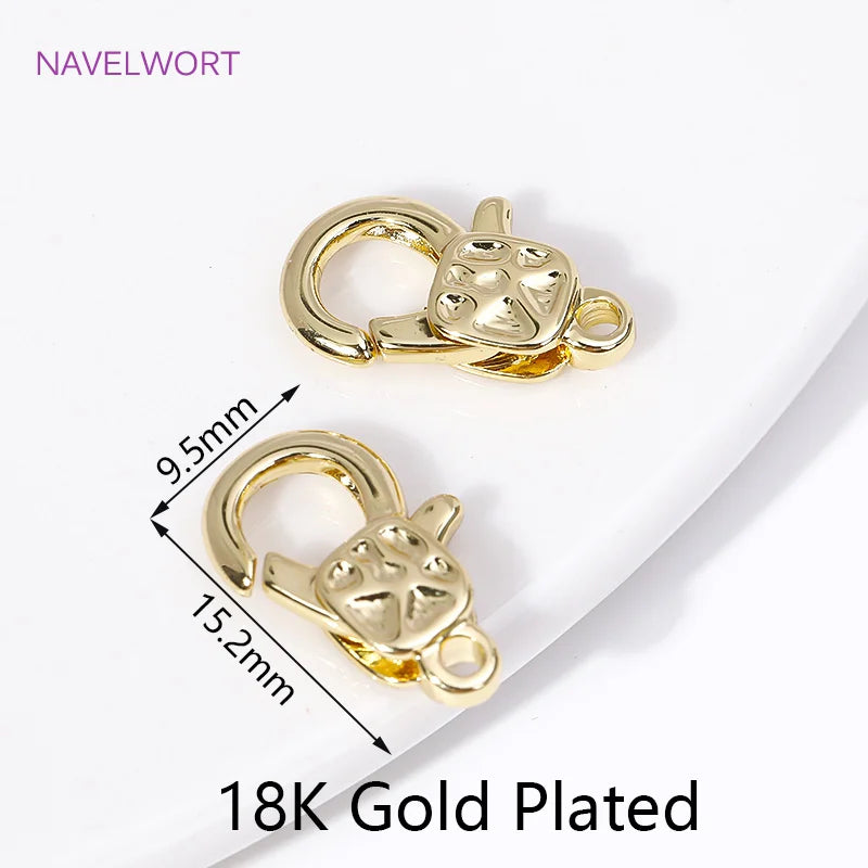 18K Gold Plated Brass Lobster Clasps Connector,Jewellery End Caps Fastener Clasp For DIY Bracelet Jewelry Making Accessories