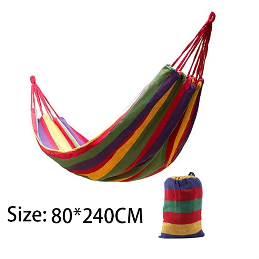 Double Hammock 2 Person Canvas Cotton Hammock with Tree Straps for Patio Garden Backyard Outdoor and Indoor (Red, Blue)