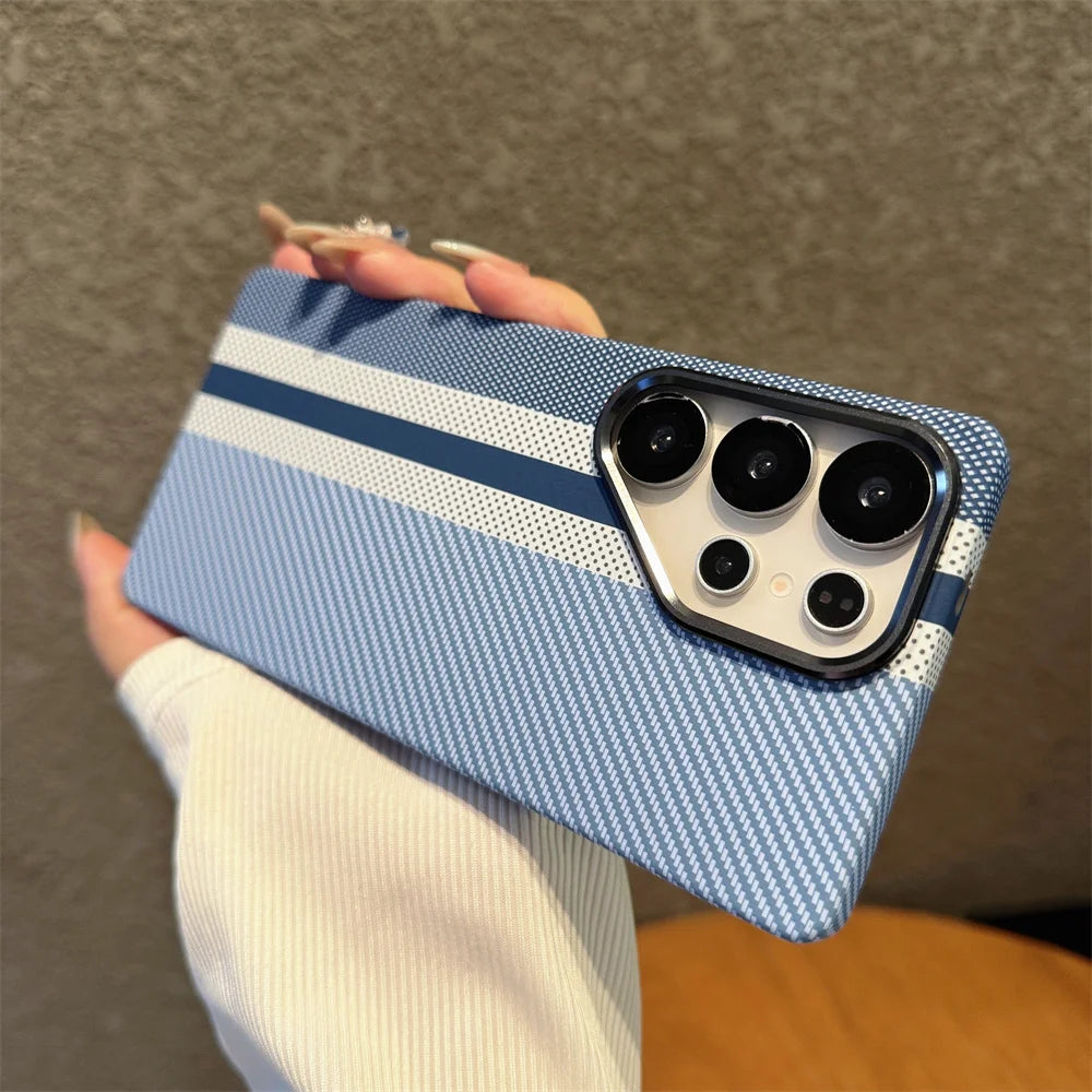 Luxury Colorful Kevlar Carbon Fiber Magnetic Phone Case For Samsung S24 S25 Ultra S23 Plus For Magsafe Wireless Charging Cover