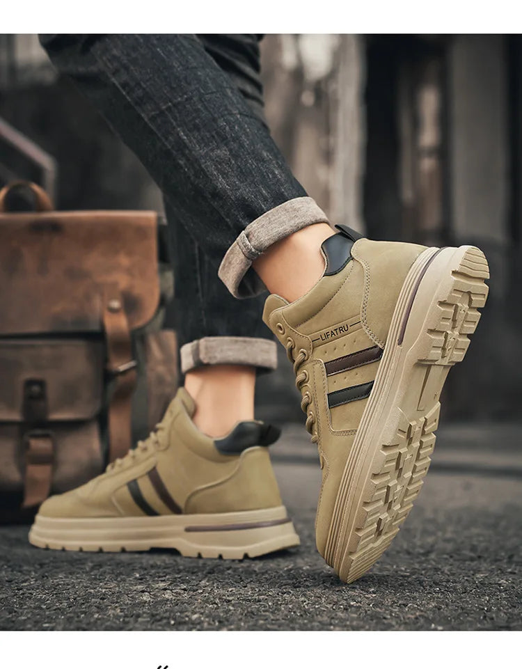 2025 spring new fashion high help work shoes male trend all work site non-slip sports casual shoes board shoes