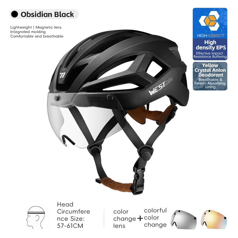 WEST BIKING Magnetic Goggles Bike Helmet Ultralight Aero Cycling Helmet Men Women Electric Scooter Motorcycle Bicycle Helmet