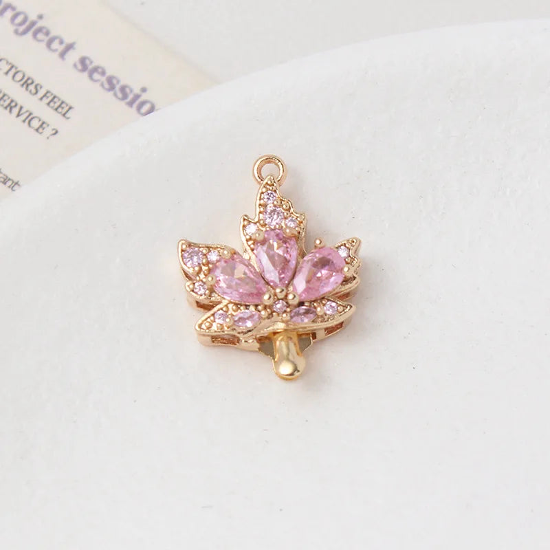 2 Sets 18K Gold Plated Brass Leaf Filigree Necklace Clasps Rhinestone Box  Strand for DIY Bracelet Connectors Jewelry Making