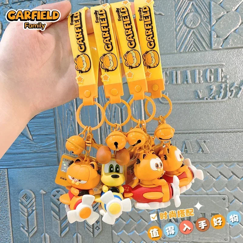 Anime Kawaii Garfield Action Figure Keychain Creative Rotating Aircraft Series Bag Pendant Cute Cartoon Garfield Model Toy Gift