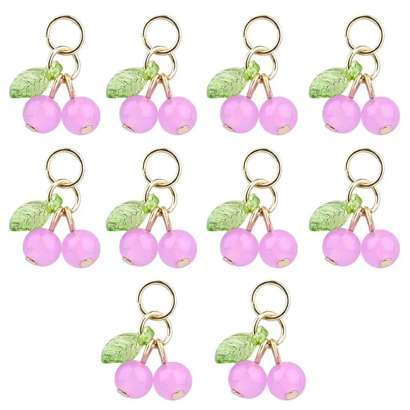 10Pcs/lot Fashion Delicious Red Cherry Keychain Summer Fruit Cherries Pendant Keyring For Women Men Jewelry Bag Accessories Gift