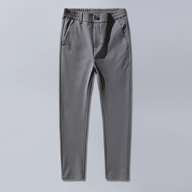 Summer Thin Business Stretch Slim Fit Elastic Waist Men's Casual Pants Jogger Korean Classic Blue Black Gray Brand Trousers Male