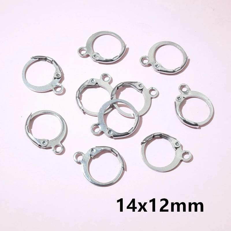 30pcs 14x12mm 15x10mm No Fade Stainless Steel French Lever Earring Hooks Clips DIY Earwire Earrings Jewelry Findings Accessories