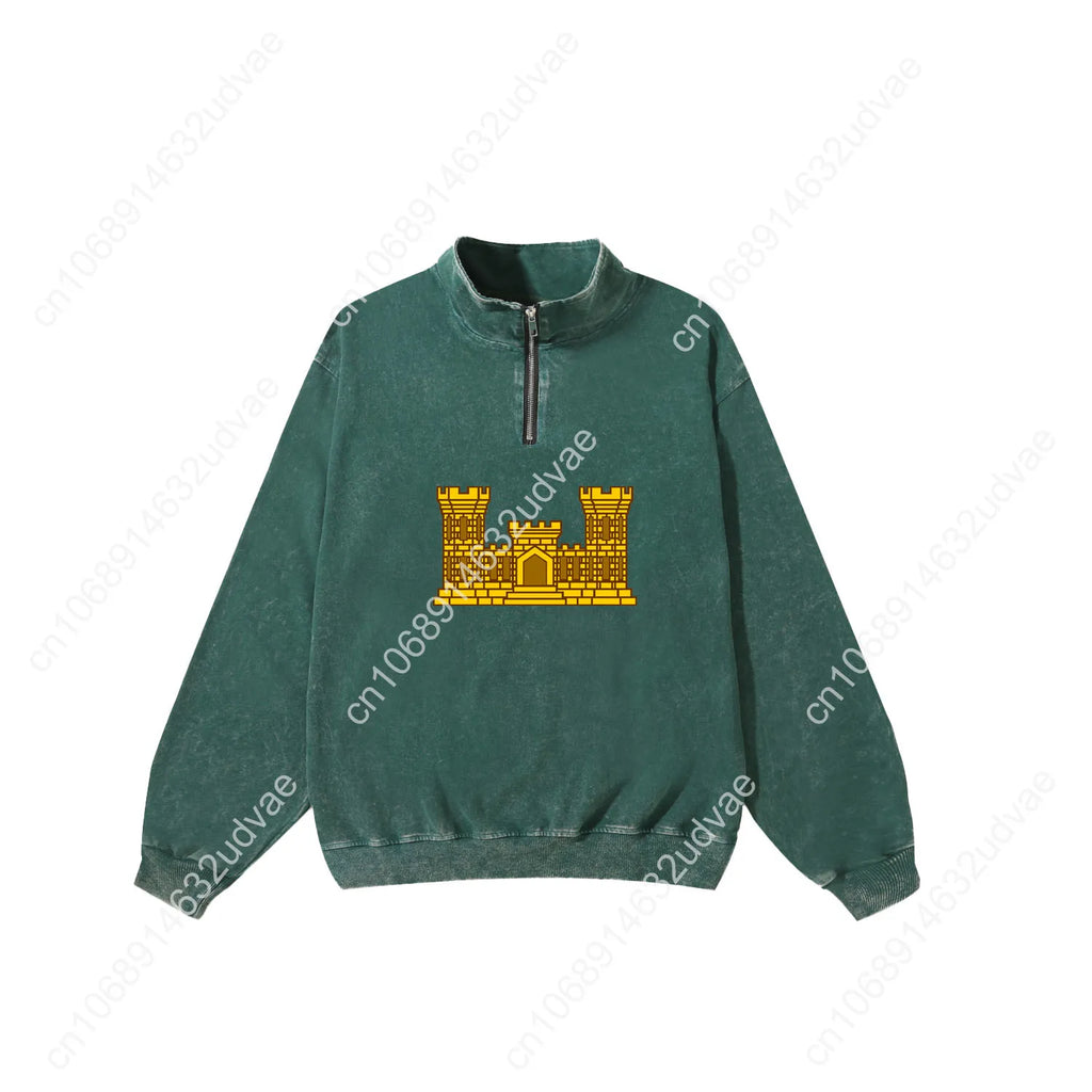 US Army Engineer Branch EN Retro Sweatshirt Man Woman Teenager Vintage Pullover Half Sweat Custom Made Tops Sleeved Tshirt