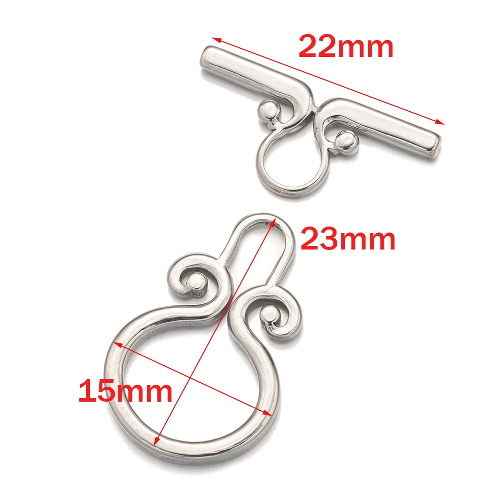 2 Sets Stainless Steel Heart Toggle Clasps Bracelet Closure Fastener Buckle OT End Connectors for Necklace Jewelry Making DIY