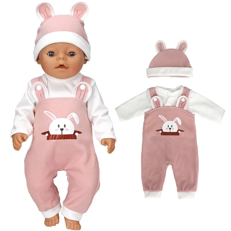 Reborn Baby Doll Clothes 40 cm Hat Set For Baby Dolls Rompers Toys Outwear Children Girl Gifts