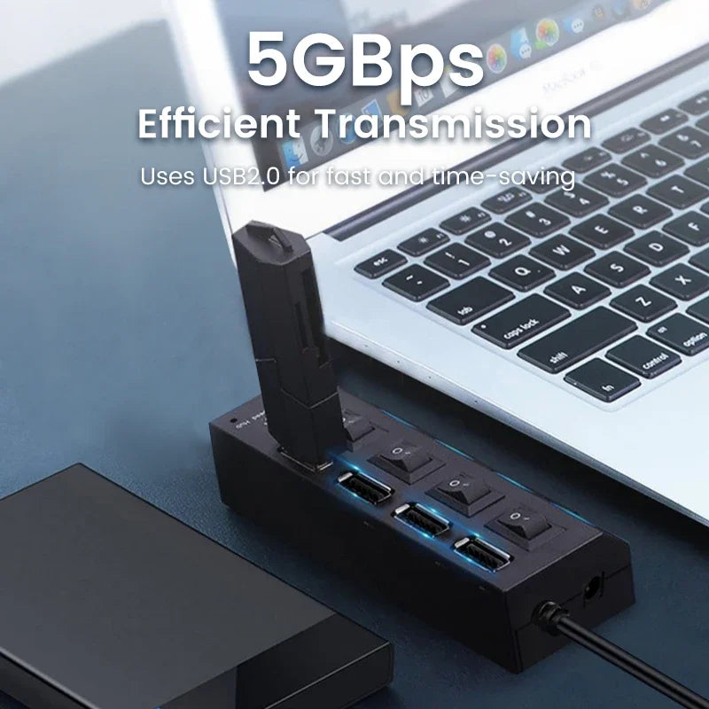 Hub USB Adaptateur USB Multi Ports UtiliserUSB 2.0 PC Ordinateur Accessoires Commutateur USB pour Ordinateur Portable
