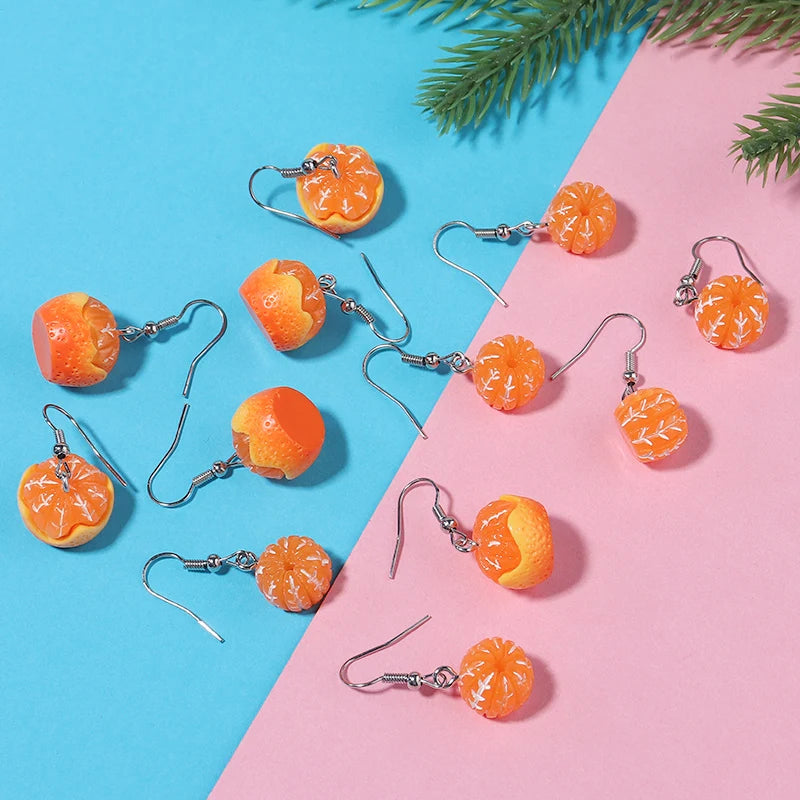 Emulational Tangerine Earring Set For Women Summer Fruit Jewelry Accessories Earrings Keychain Diy Jewelry Making Supplies