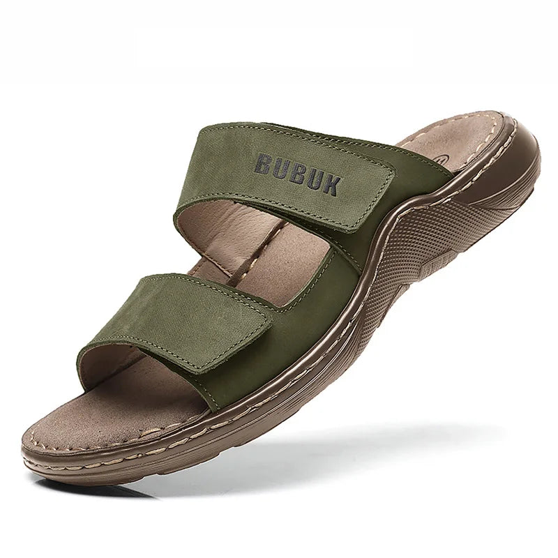 First-Layer Cowhide Men's Sports Sandals, Open-Toe Outdoor 防滑 Sandals, Casual Men's Shoes, Outdoor Fashion Beach Shoes, Li