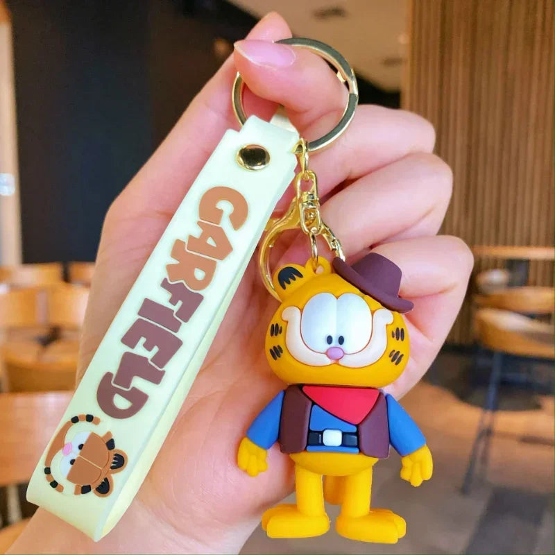 Cartoon Anime Kawaii Garfield Cat Keychain Backpack Pendant Car Key Chain Phone Bag Ornament Jewelry Kids Adult Birthday Gifts