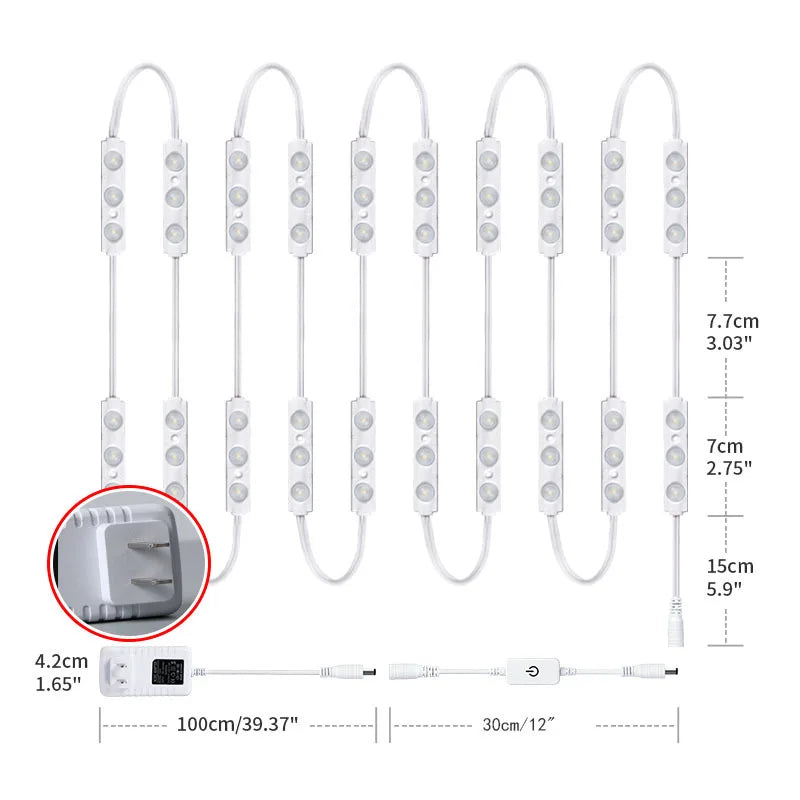 LED mirror filler lights paste touch dimmable filler light decorative light string makeup mirror wall light
