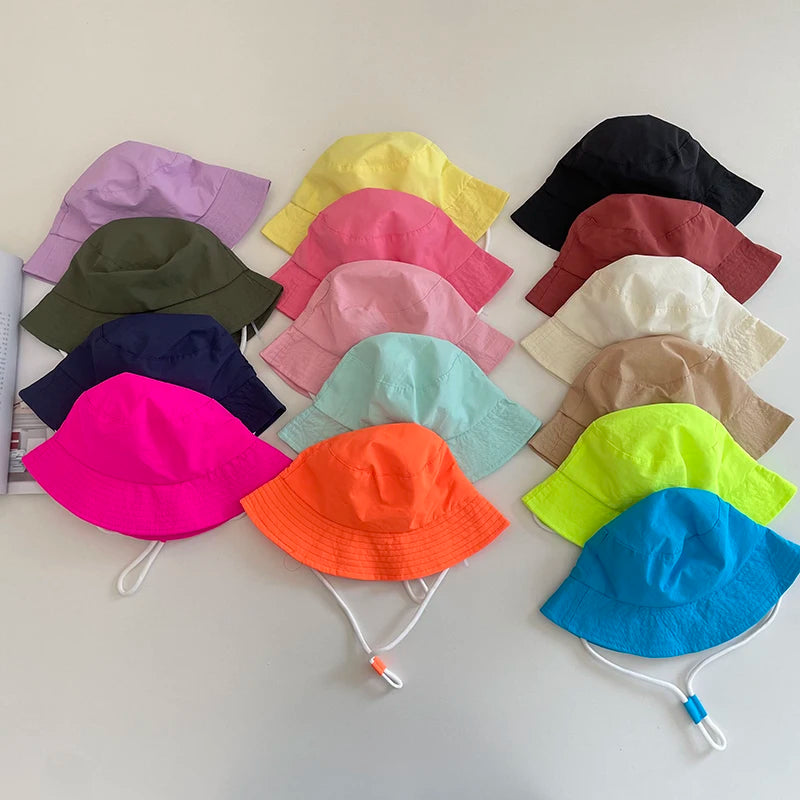 Cotton Kids Hats Baby Toddler Children Solid Bucket Caps Boys Girls Soft Breathable Outing Sun Hats Summer Chic Panama Caps 1-6Y