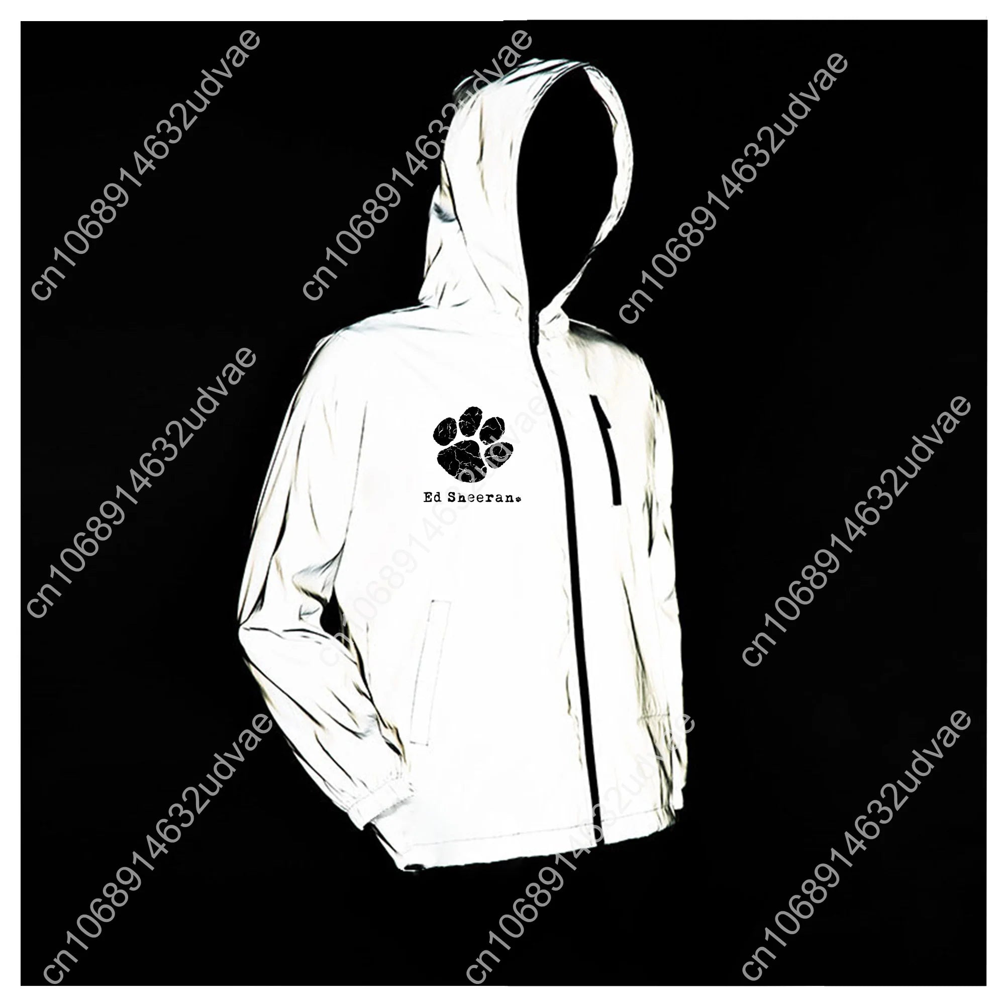 Ed Sheeran Reflective Jacket Mens Womens Coat Hooded Windbreaker Runing Pocket Jackets Cycling Hiking Zipper Customized Hoodie