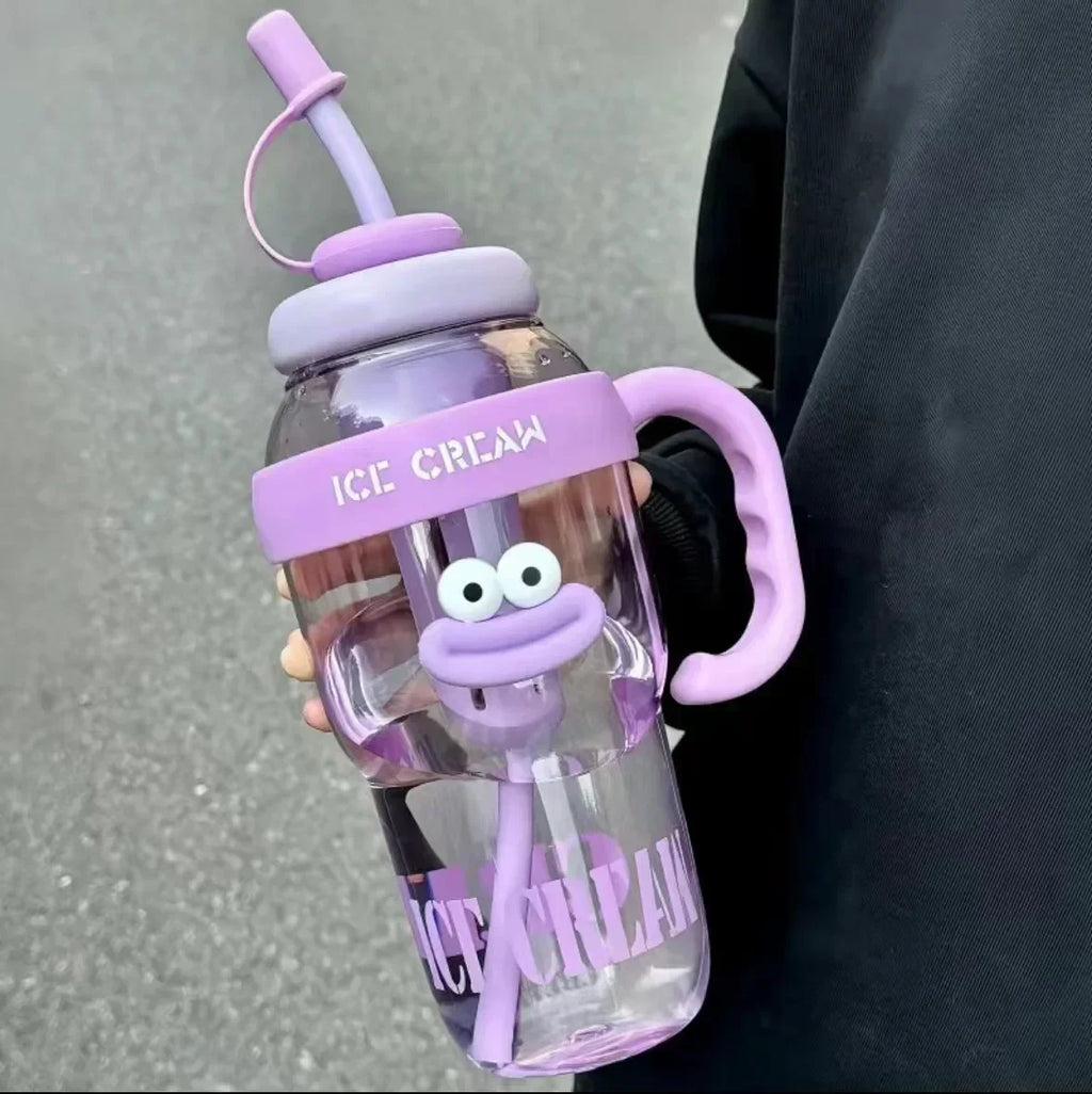 1100ML Sports Water Bottle Cute Aesthetic Large Capacity Water Cup for Women Summer Home Outdoor Portable Straw Cup