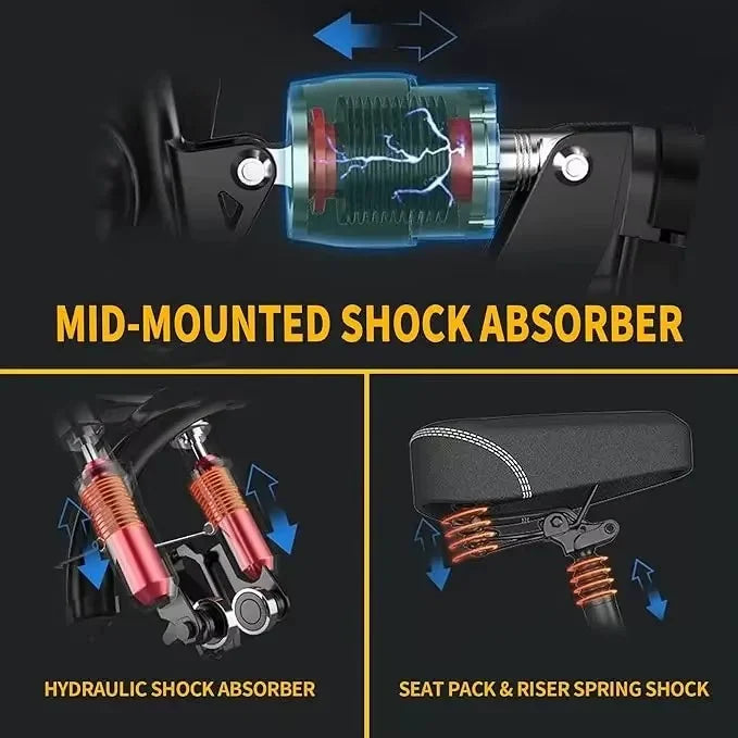 400W Motor 22MPH Max Speed, 14” Tire, 48V 15AH Removable Battery for Electric Bike, Multi-Shock Absorption, City Commuter