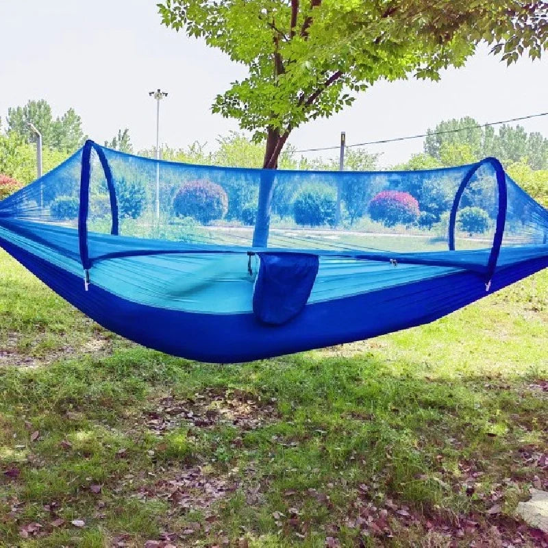 Outdoor Camping Hammock With Mosquito Net Lightweight Hanging Hammocks High Strength Parachute Fabric Hanging Bed Net 250x120cm