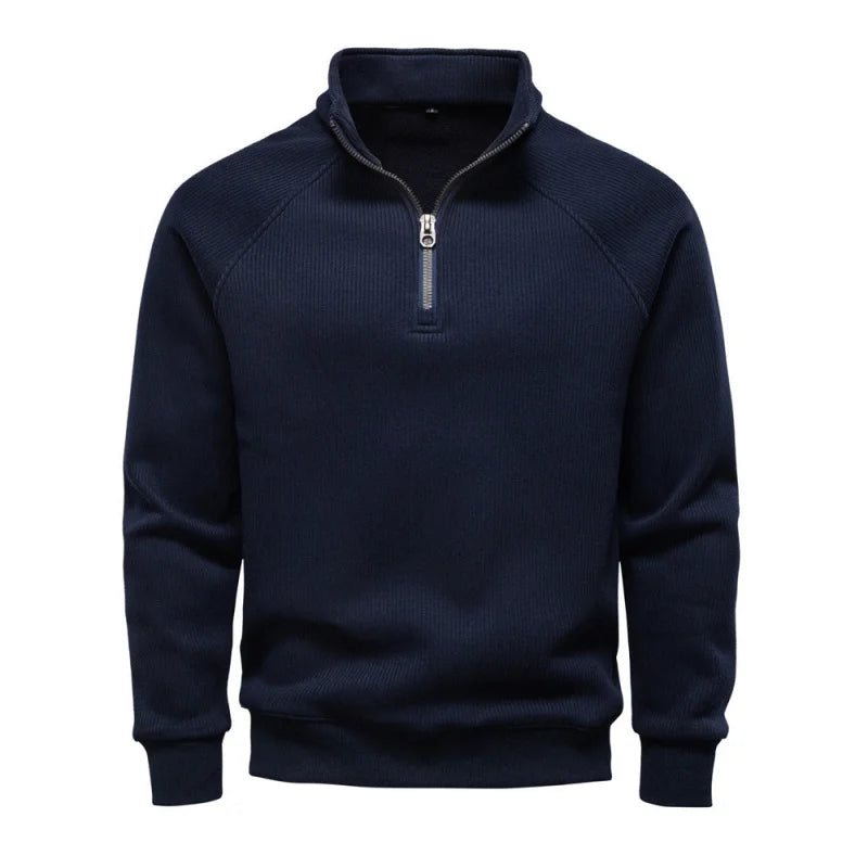 2025New Autumn and Winter Half-Zip Sweatshirt Stand Collar Trendy Versatile Fleece-Lined Men's Sweatshirt Top
