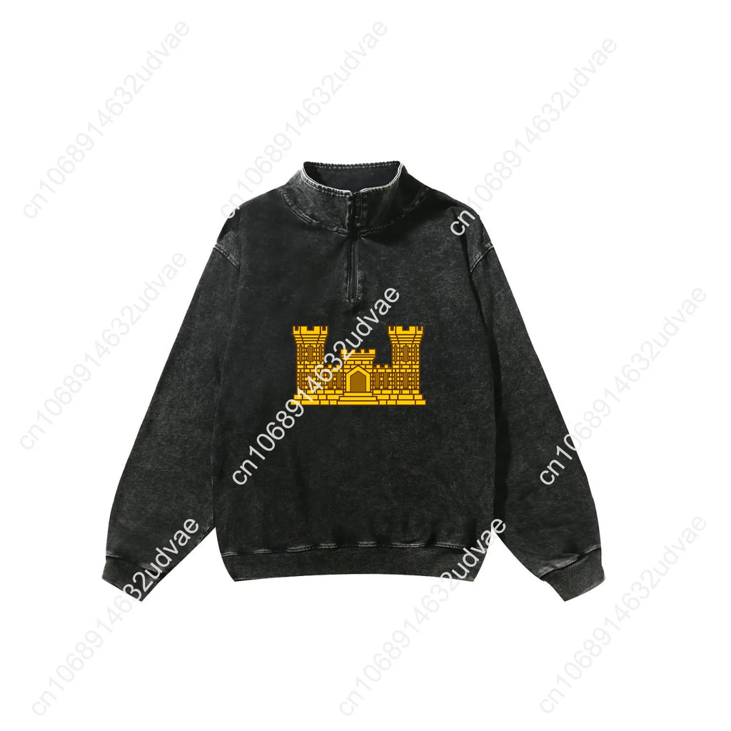 US Army Engineer Branch EN Retro Sweatshirt Man Woman Teenager Vintage Pullover Half Sweat Custom Made Tops Sleeved Tshirt
