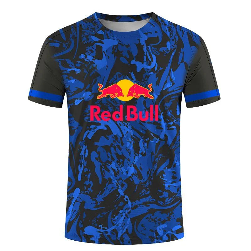Men's Red Bull logo Badminton Tennis Series 3D Harajuku Print And Women's Sports leisure Loose Short Sleeve Round Neck T shirt