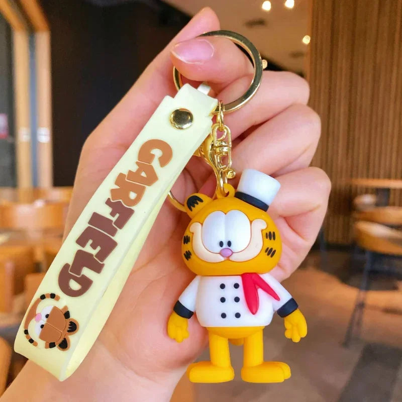 Cartoon Anime Kawaii Garfield Cat Keychain Backpack Pendant Car Key Chain Phone Bag Ornament Jewelry Kids Adult Birthday Gifts