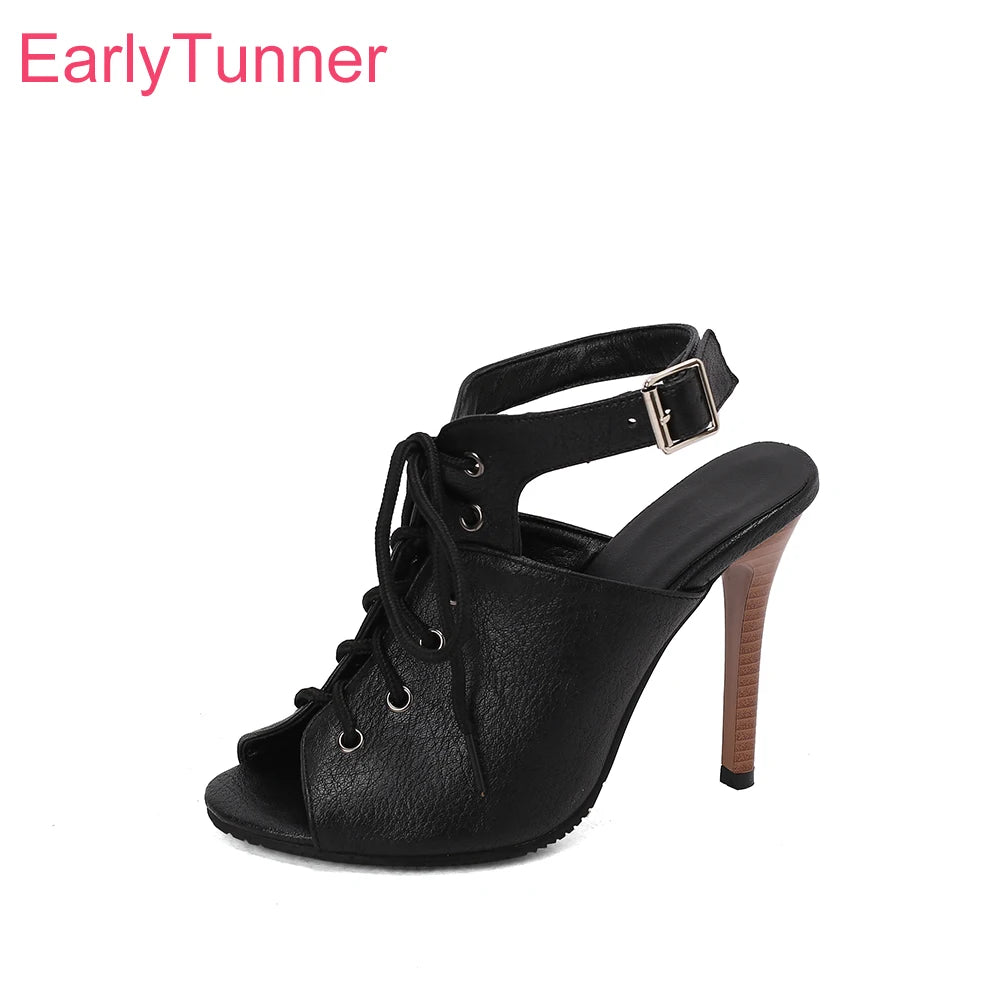 2025 Summer New Fashioin Black Yellow Women Slingback Sandals Hot Round Toe High Heels Lady Party Shoes Plus Big Size 43 48 50