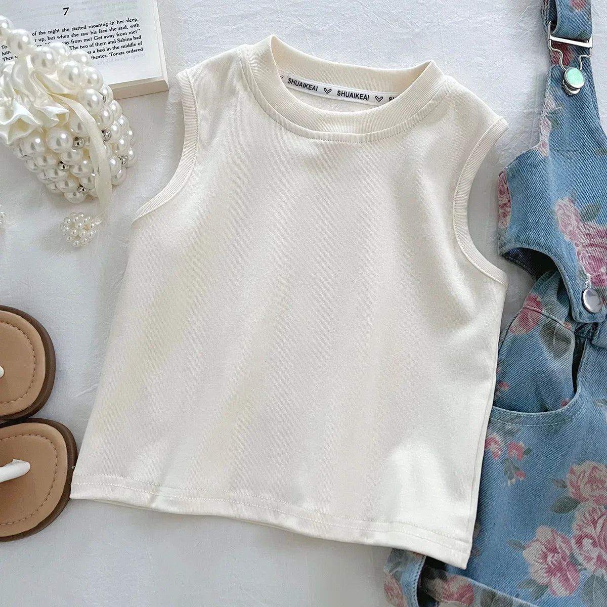 3PCS Summer Floral Girls Denim Tops Overalls Set with Thin Inner T-shirt Outfit for 2-10 Years Children Girls Cool Outfit