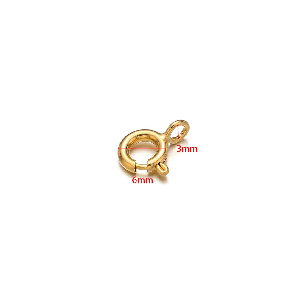 10pcs Stainless Steel Round Spring Ring Clasps Necklace Connectors for DIY Jewelry Bracelet Making Earrings Accessories 5-12mm