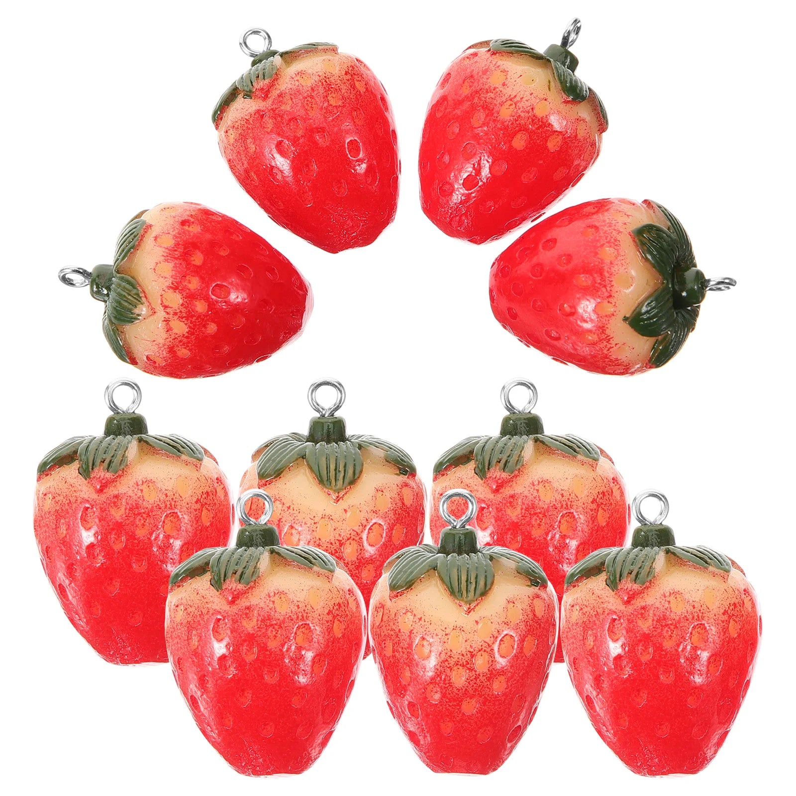 10pcs Strawberry Resin Jewelry Charms Pendant Earrings Keychain Accessories Fruit Decorations Crafting Supplies