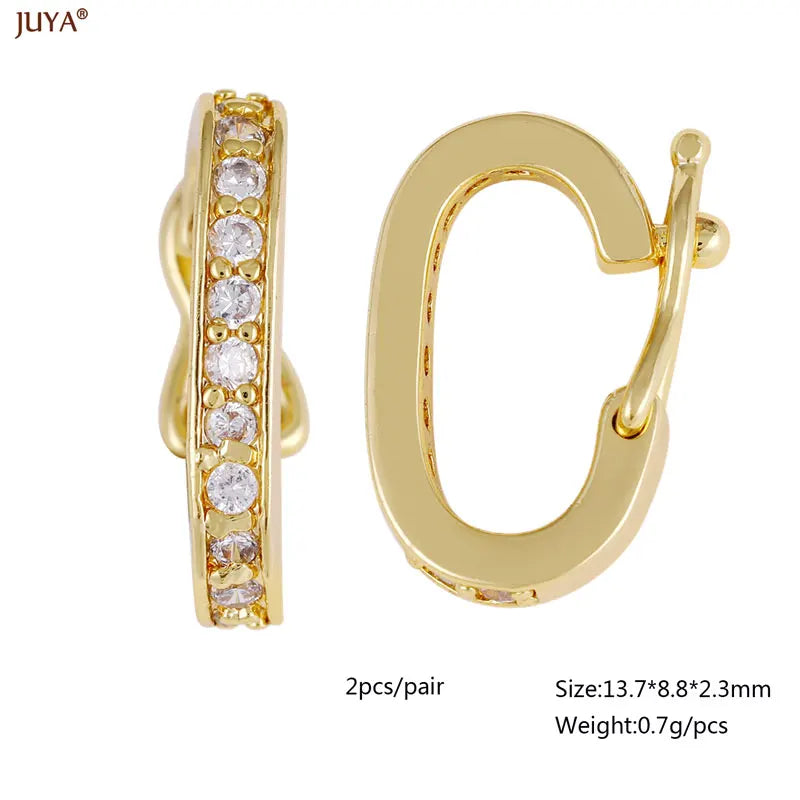 JUYA 18k Gold Silver Plated Copper Hooks Connectors Clasps Fastener For DIY Needlework Pearls Jewelry Making Accessories